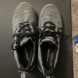 Adidas black and grey Cloudfoam tennis shoes size 7.5 men, 9 womens